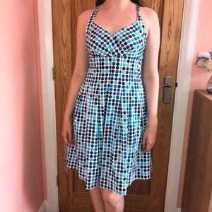 NWT Calvin Klein Shades of Blue Polka Dot Summer Sundress, M, MSRP $119